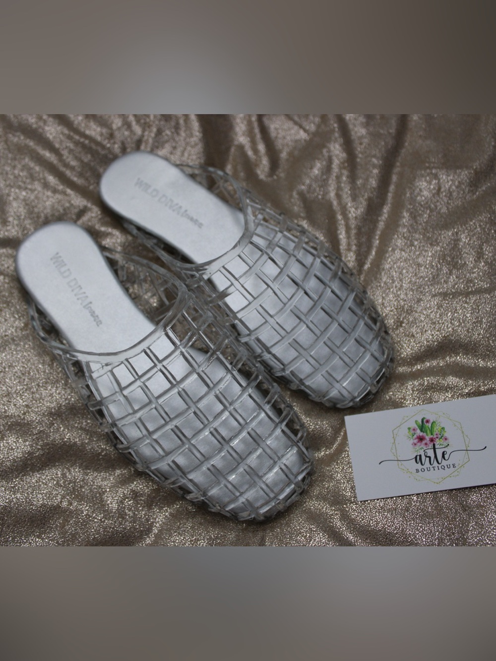 Transparent Woven Jelly mule Flats